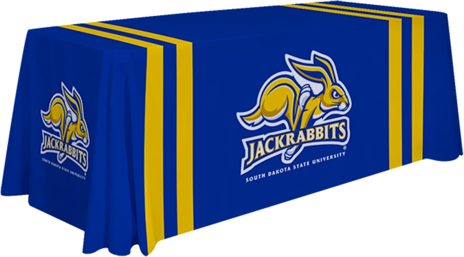 South Dakota State Jackrabbits College Sports Printed Table Throw - NCAA Licensed - Polyester - School Tablecloth (Blue, Gold) (6' Draped)