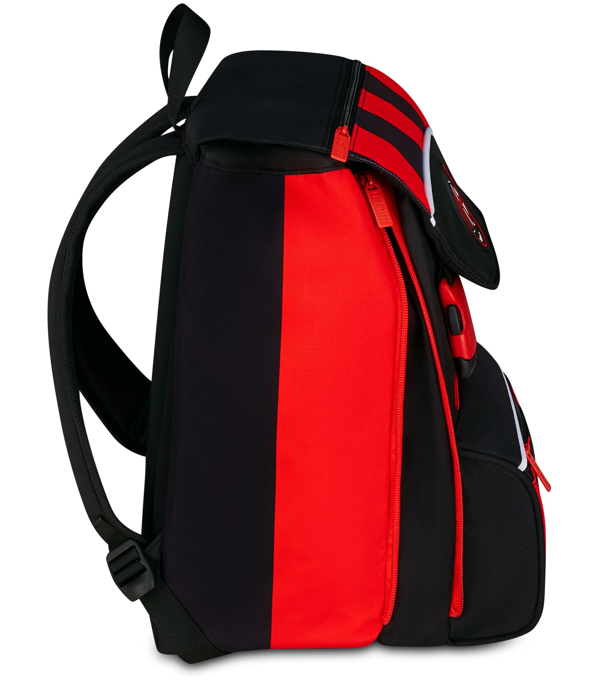 Seven Milan Zaino Doppio Scomparto Estensibile, Rosso e Nero, Squadra Calcio, Maxi Capienza, Schienale Preformato, Bambino, Scuola Elementare