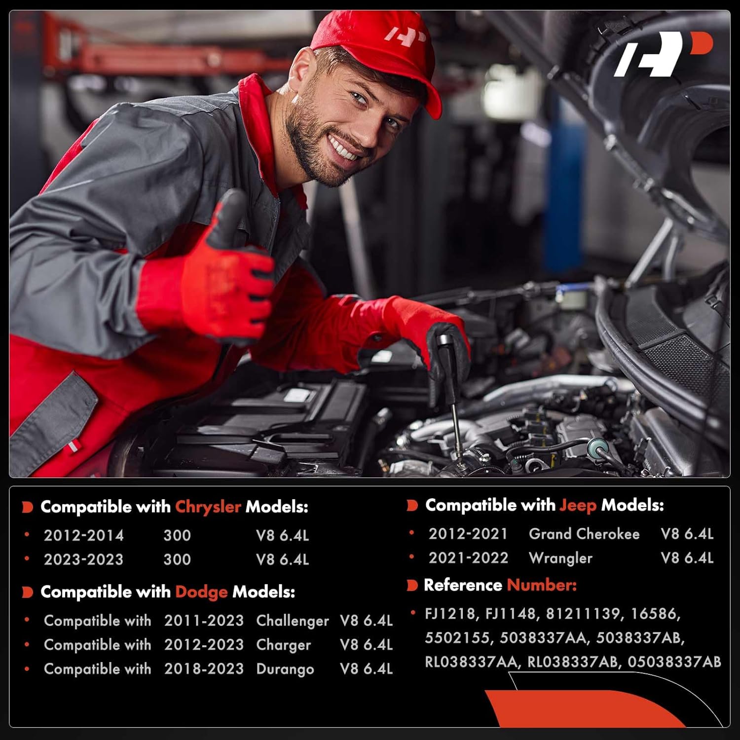 A-Premium Set of 8 Fuel Injectors Compatible with Jeep Grand Cherokee 2012-2021, Wrangler 2021-2022 & Dodge Charger 2012-2023, Durango 2018-2023, Challenger 2011-2023 & Chrysler 300 2012-2014 2023