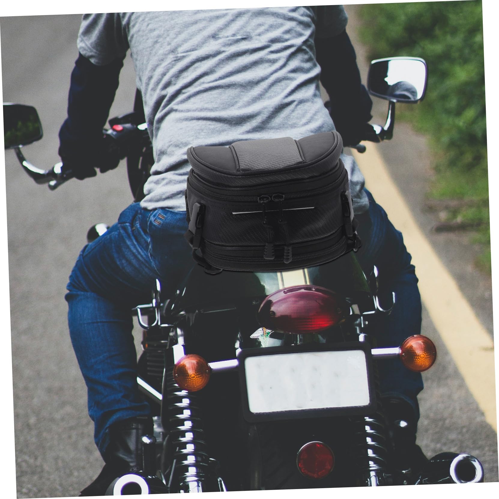 PLAFOPE Oxford Borsa Posteriore Nera in Moto per Casco