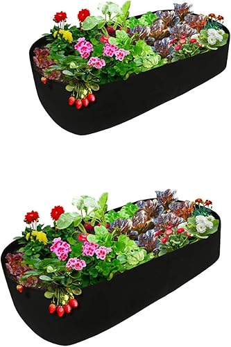 ACJRYO Camas de jardín elevadas, 2 macetas de tela, rectangulares de 6 x 3 pies, para plantas vegetales y flores, uso en interiores y exteriores,