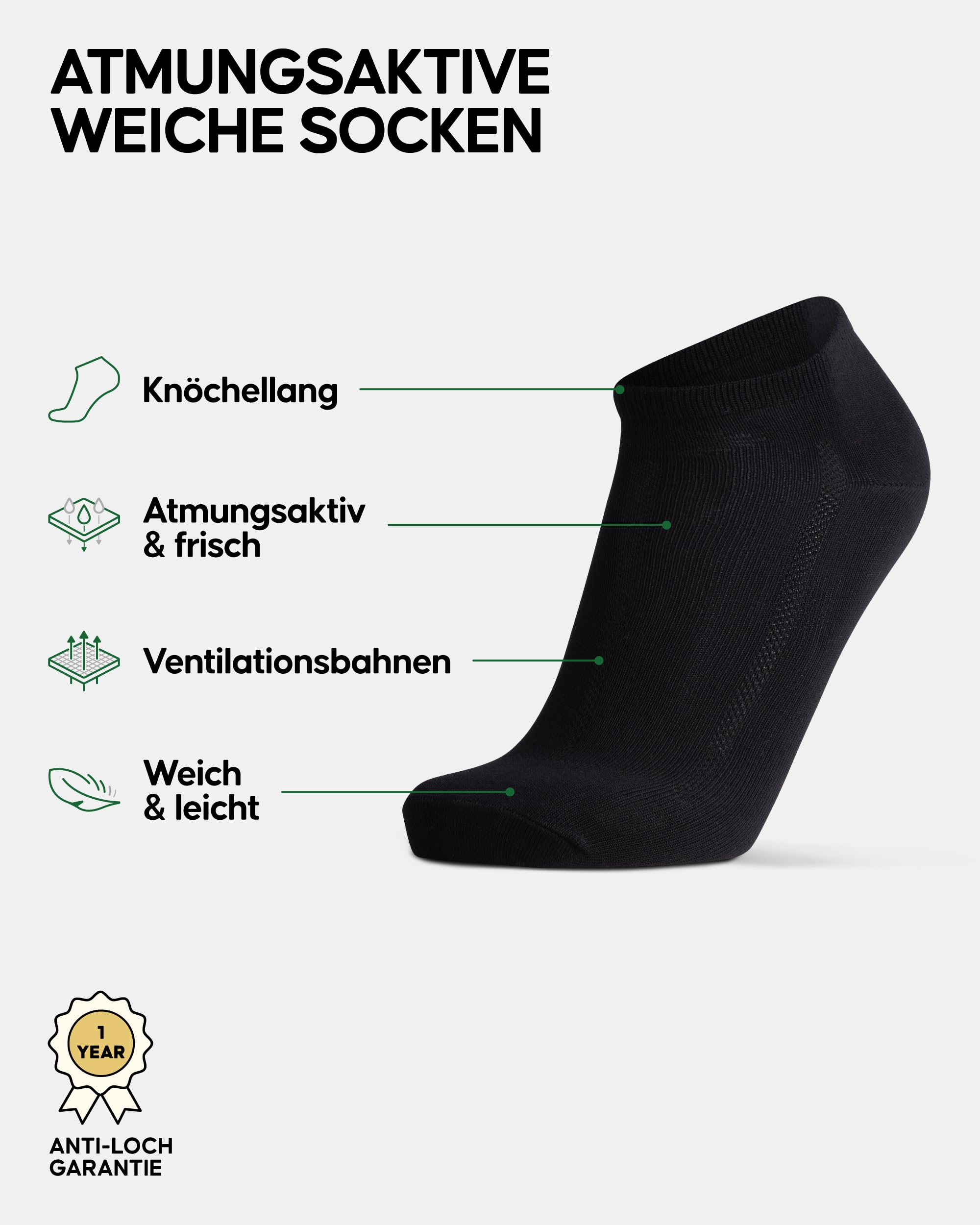 DANISH ENDURANCE 6 Paar Bambus Sneaker-Socken, Kurze Sommer Bambus Socken, Ultraweiche Halbsocken, Atmungsaktiv & Leicht, Damen & Herren