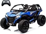 sopbost XL 24V 10Ah Real 2 Seater Kids UTV Ride-On Car with Remote Control 4x4 4WD Electric Vehicle for Kids 3-8 to Drive, Bluetooth Music, 4 Spring Suspension, 21.85