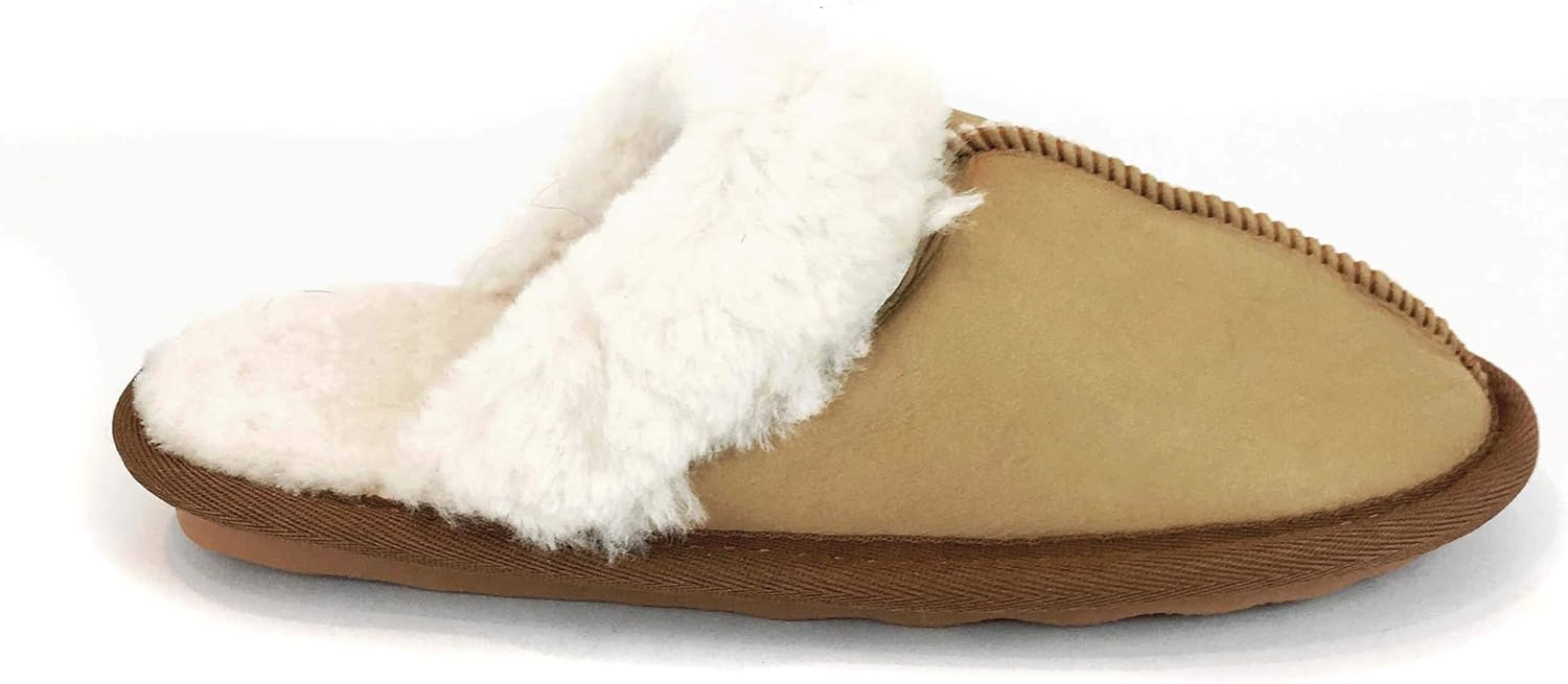 surell Womens Genuine Shearling Scuffs Slip On