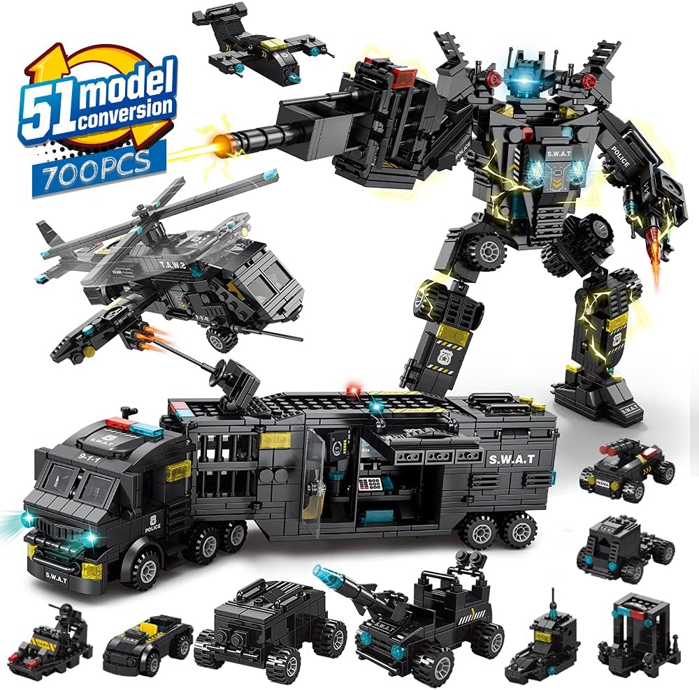 iloveee 51 in 1 Robot STEM Building Blocks Toys for Boys Age 8-12, Educational Learning Building Bricks Truck Kit, Gifts for 6 7 8 9 10 11 13 Years Old Kids, Engineering Erector Set 700PCS…