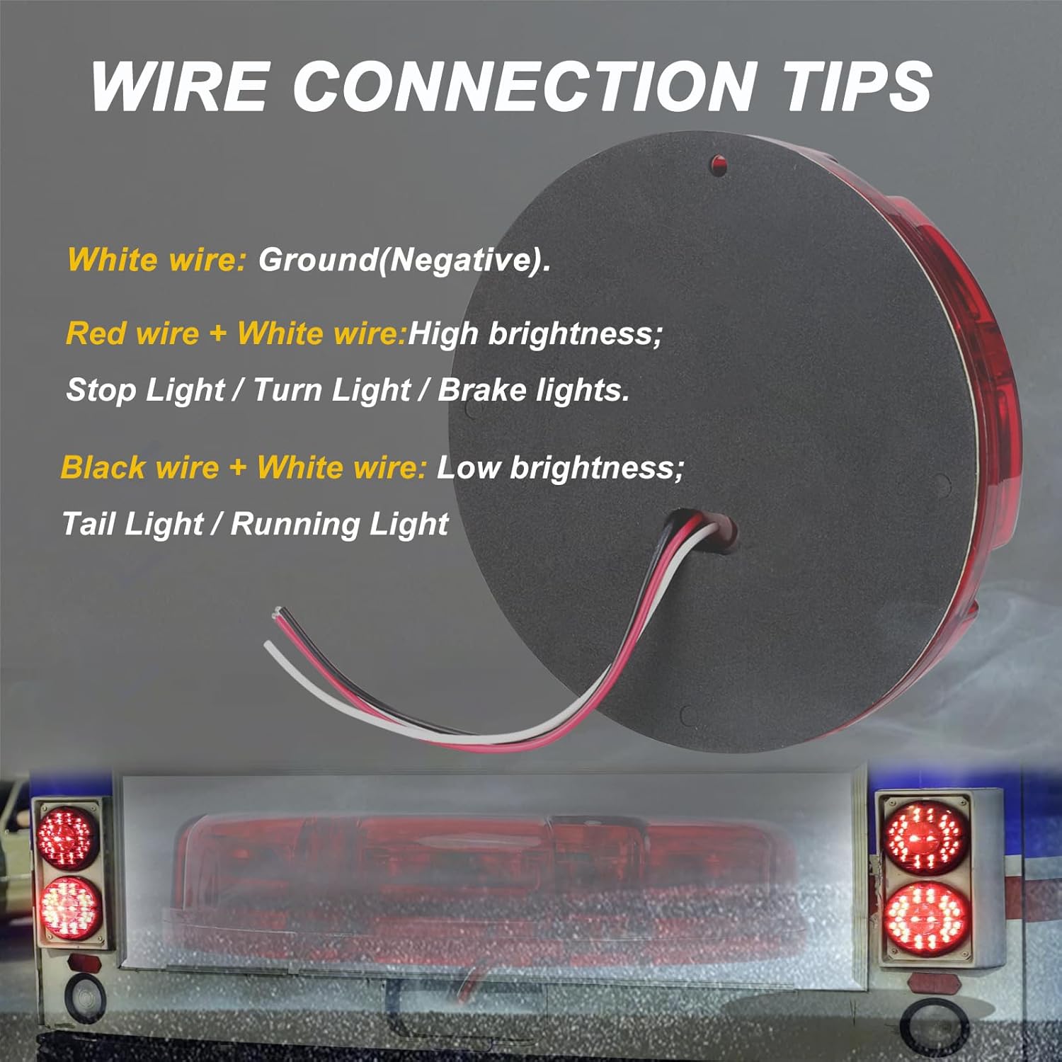 7" LED Tail Light - 36 LED Round Transit Lights for School Bus, RV, Trailer Kit - 7 inch LED Transit, Round Trailer Lights