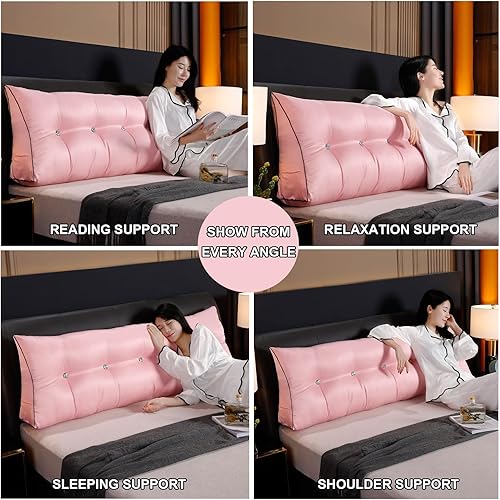 Miniatura 9 de Almohada triangular de lectura, almohada de cabecera de cuña para cama de día, respaldo de tatami, funda extraíble, cojín de soporte lumbar, rojo,