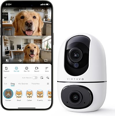 💎 73% MEGA DEAL! VIRTAVO WLAN Dual Kamera Überwachung Innen, 2 Ansichten Gleichzeitig, Ohne ABO, Smart Tracking, Rundum‑Sicht, Wi‑Fi 6 (2.4G/5G), Farbnachtsicht, Zwei‑Wege‑Audio,1080P Baby‑ & Haustierkamera, XD1‑PRO