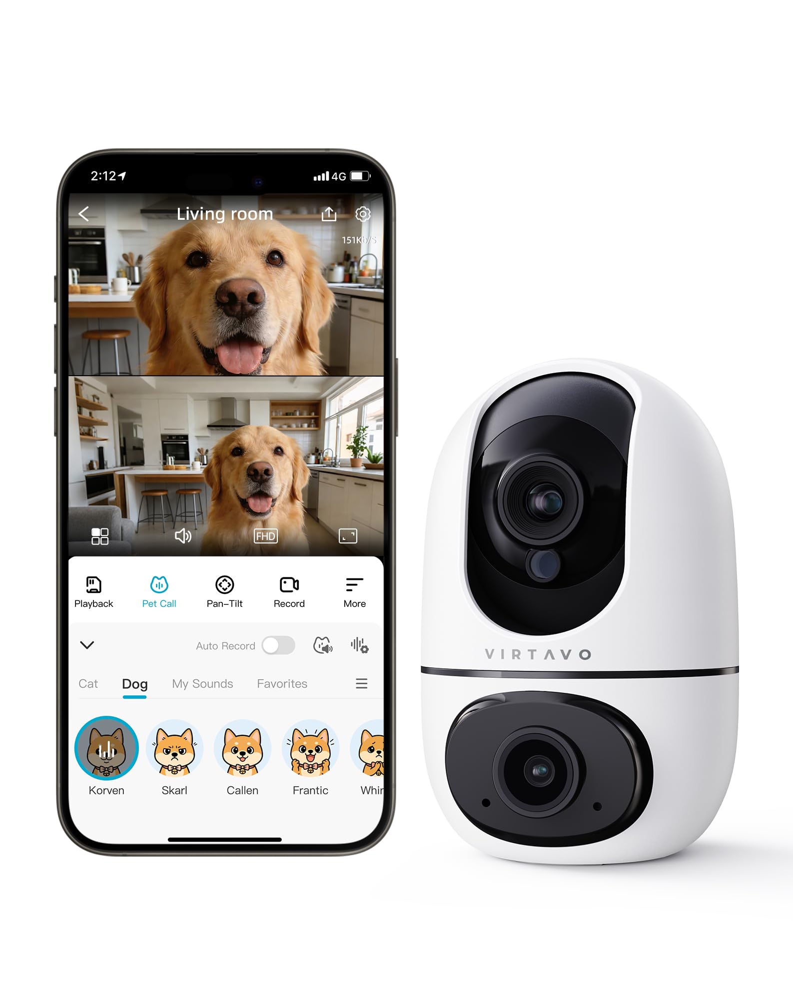 VIRTAVO XD1‑PRO Telecamera Wi‑Fi Interno Doppio Obiettivo, 2 Viste in 1 Schermo, 360° Pan/Tilt/Zoom, Smart Tracking, Audio Bidirezionale, Visione Notturna, Wi‑Fi 6 2,4/5 GHz, Senza Abbonamento