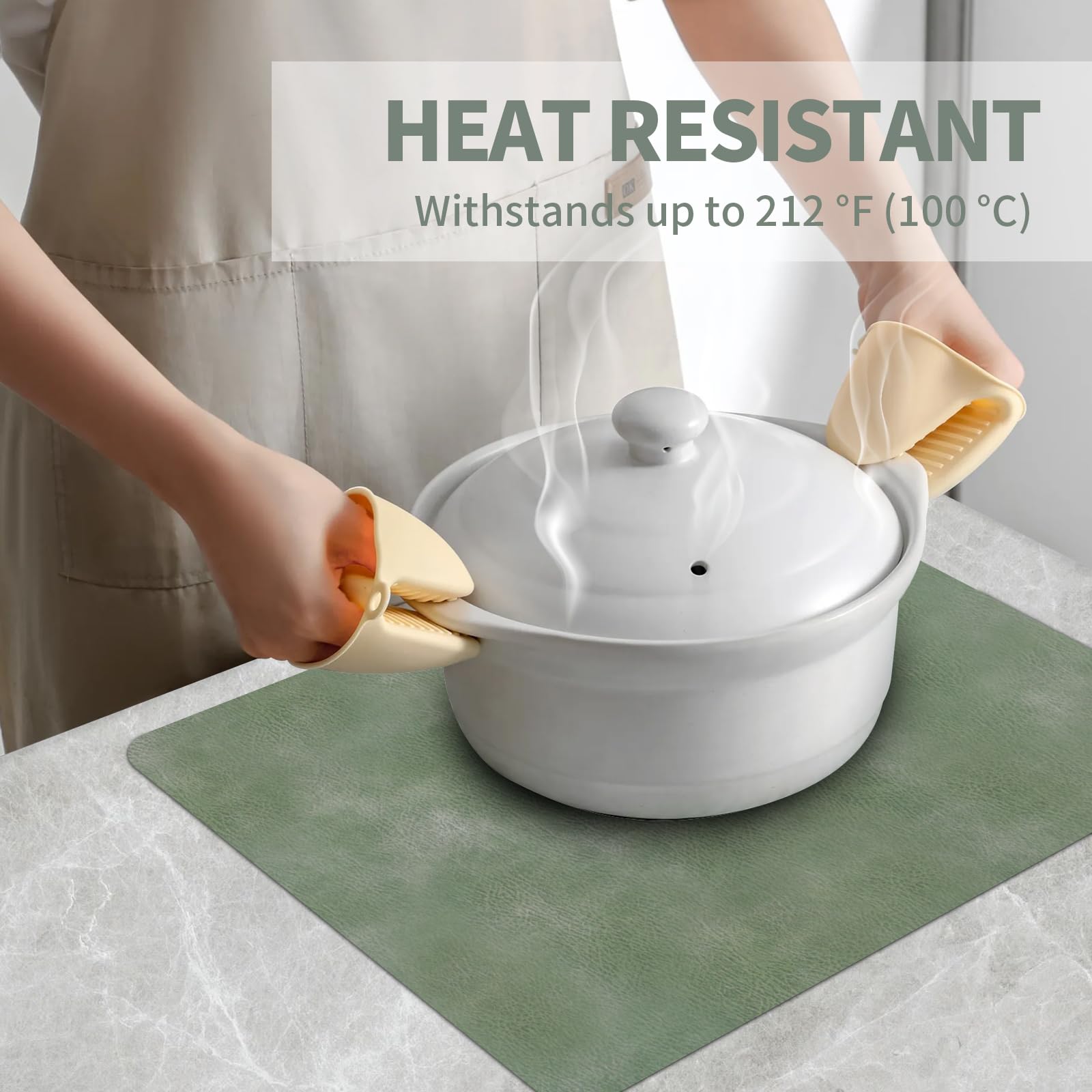 Placemats Set of 6, PU Leather Table Mats Heat Resistant Washable Non-Slip Place Mats - Image 3