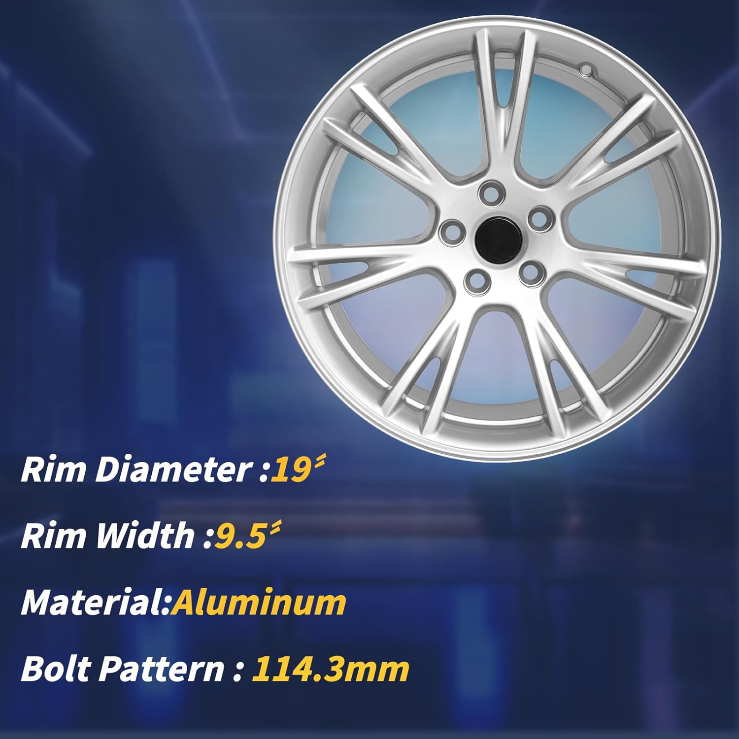 New 19x9.5"" 19 Inch Premium Aluminum Alloy Wheel Rim Fits for 2017 2018 2019 2020 2021 Tesla Model 3 2020 2021 2022 2023 Tesla Model Y, ALY96958U20N, Silver, OEM Wheels