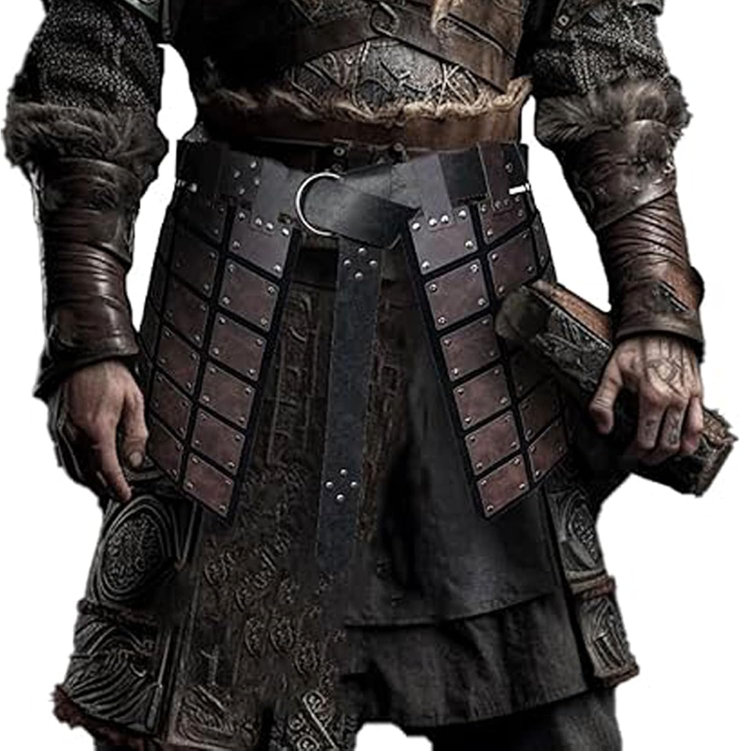 KOTORA Medieval Leg Thigh Armor Retro Trouser Skirt Armor with Belt Mercenary&Knights Cosplay Costume LARP Accessory