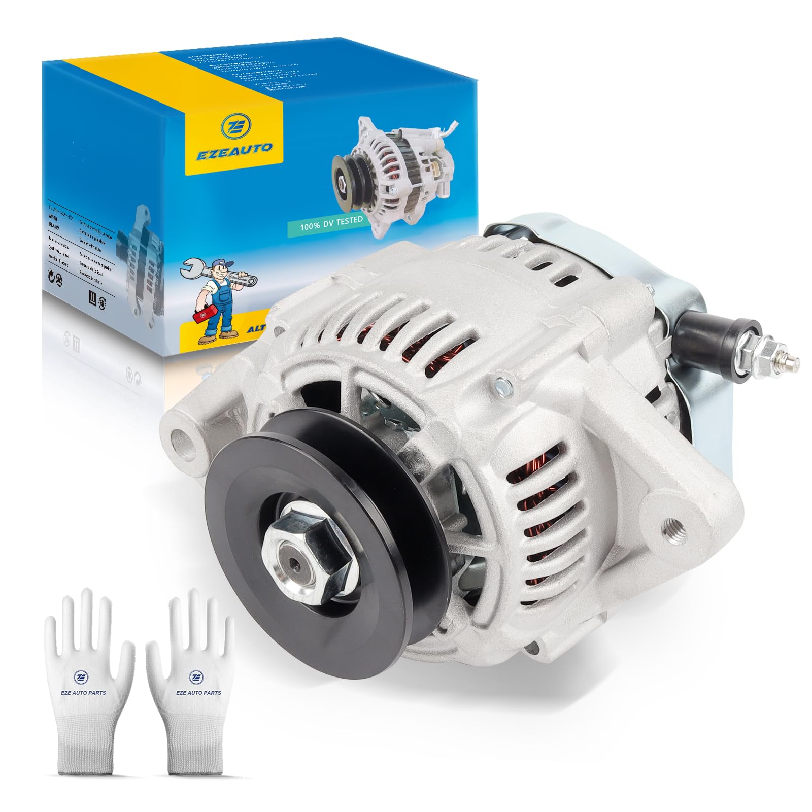 Ezexpreze 2 Wire 12V 35 Amp Alternator 12180 12180NSE for Forklift 5FG-20 5FD-20 5FD-25 5FGL-20 with V1502 Engine &amp; 4P / 4Y Engines 1986-2002 Vehicle Replacement Alternator 100211-1660