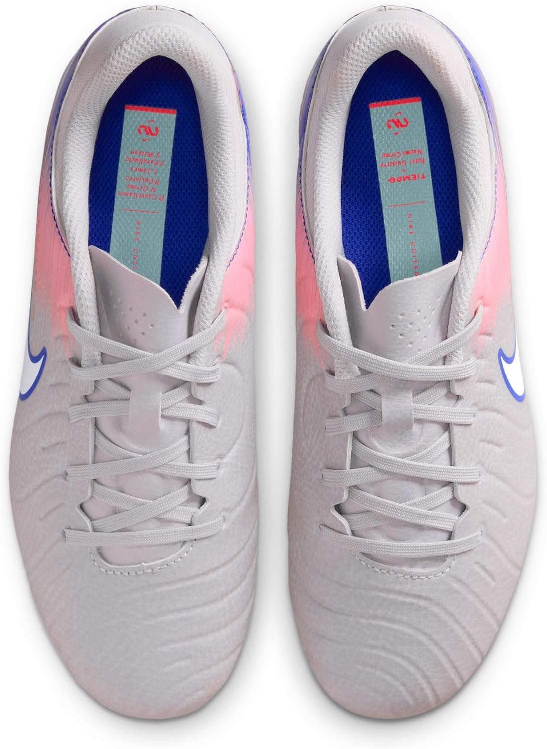Nike United Jr. Tiempo Legend 10 Academy Big Kids' Multi-Ground Low-Top Soccer Cleats (Vast Grey/Racer Blue)