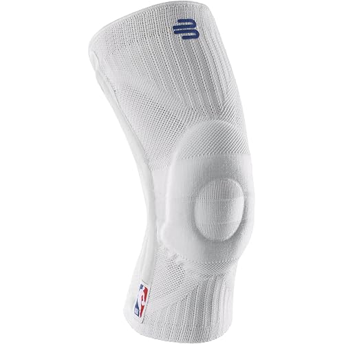 Bauerfeind Sports Knee Support NBA - Officially Licensed Basketball Knee Brace - Relief and Stabilization - Targeted Compression - Lightweight & Durable - White, Large