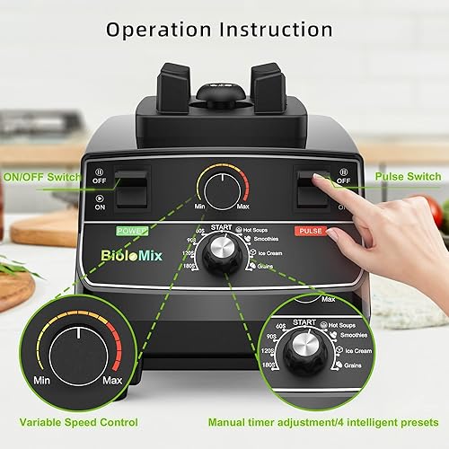 Miniatura 2 de Licuadora profesional de batidos, licuadora de encimera, licuadora comercial de 2200 W de alta potencia con jarra de 68 onzas, preajustes