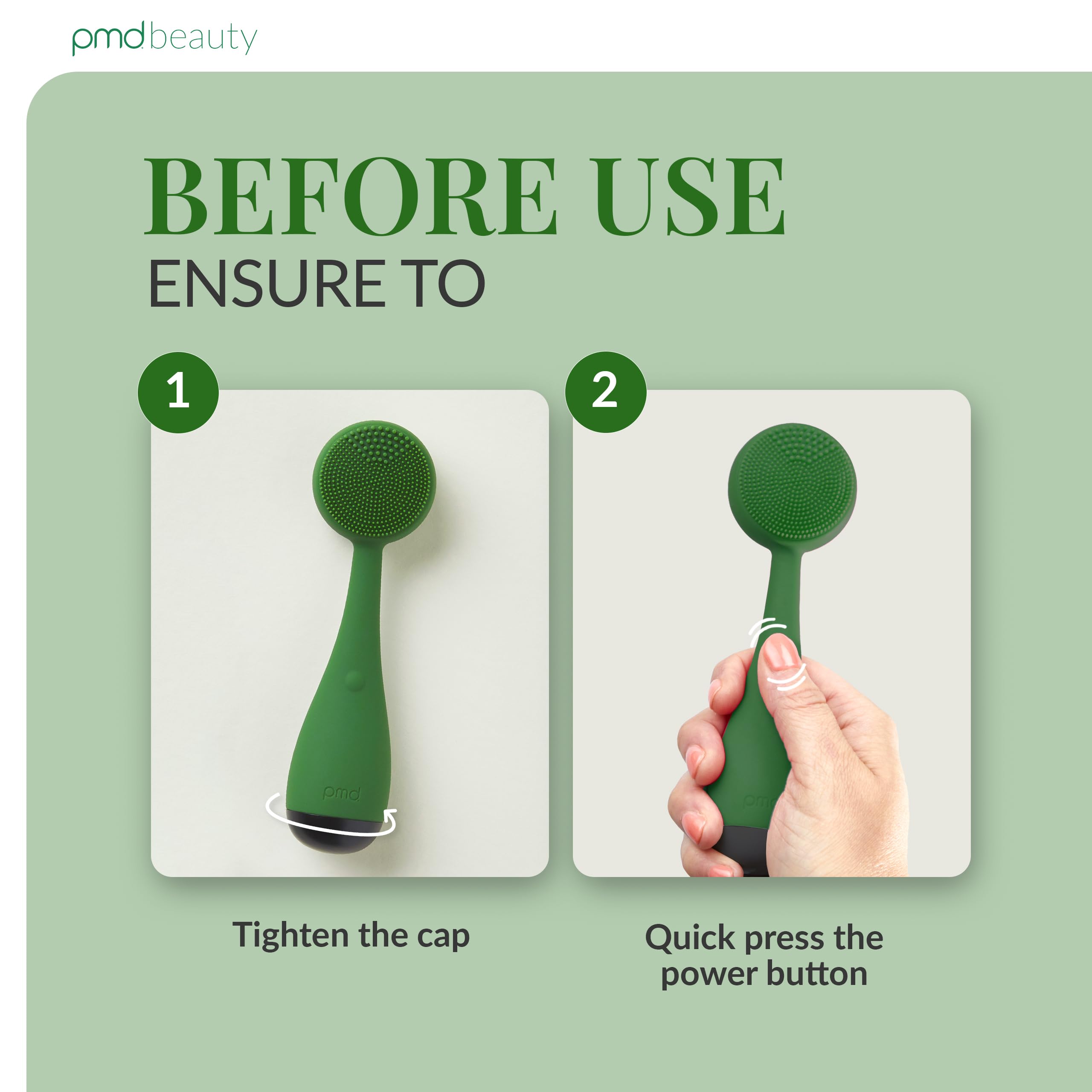 PMD Clean Facial Cleansing Brush – Waterproof Silicone Face Cleanser with Sonic Technology, Olive view 5