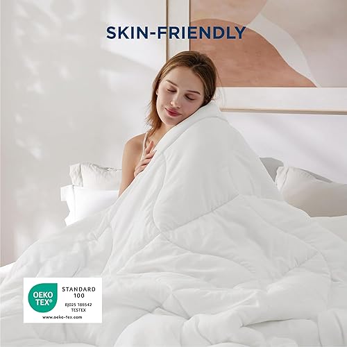 Miniatura 7 de Bedsure Edredón Queen Edredón tamaño Queen para todas las estaciones, relleno alternativo de plumón ultrasuave y prelavado con 4 pestañas, lavable