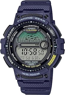 Casio(カシオ) メンズ フィッシングタイマー クォーツ時計 樹脂ストラップ付き, ブルー
