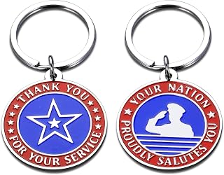 Thank You Keychain Gift for Veterans,Military Appreciation Keychain for Army Navy Air Force Marines Coast Guard, Service Member Thank You Gift for Veterans Day Memorial Day Independence Day Deployment