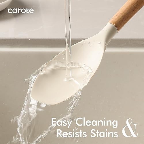 Miniatura 4 de CAROTE Juego de 22 utensilios de cocina de silicona, 446 F resistentes al calor, espátula, volteador, batidor, pinzas