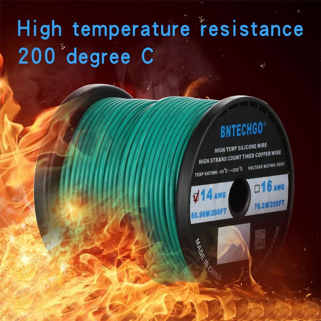 Free Shipping Offer BNTECHGO 14 Gauge Silicone Wire Spool 200 ft Green Flexible 14 AWG Stranded Tinned Copper Wire Crazy Clearance BNTECHGO 14 Gauge Silicone Wire Spool 200 ft Green Flexible 14 AWG Stranded Tinned Copper Wire