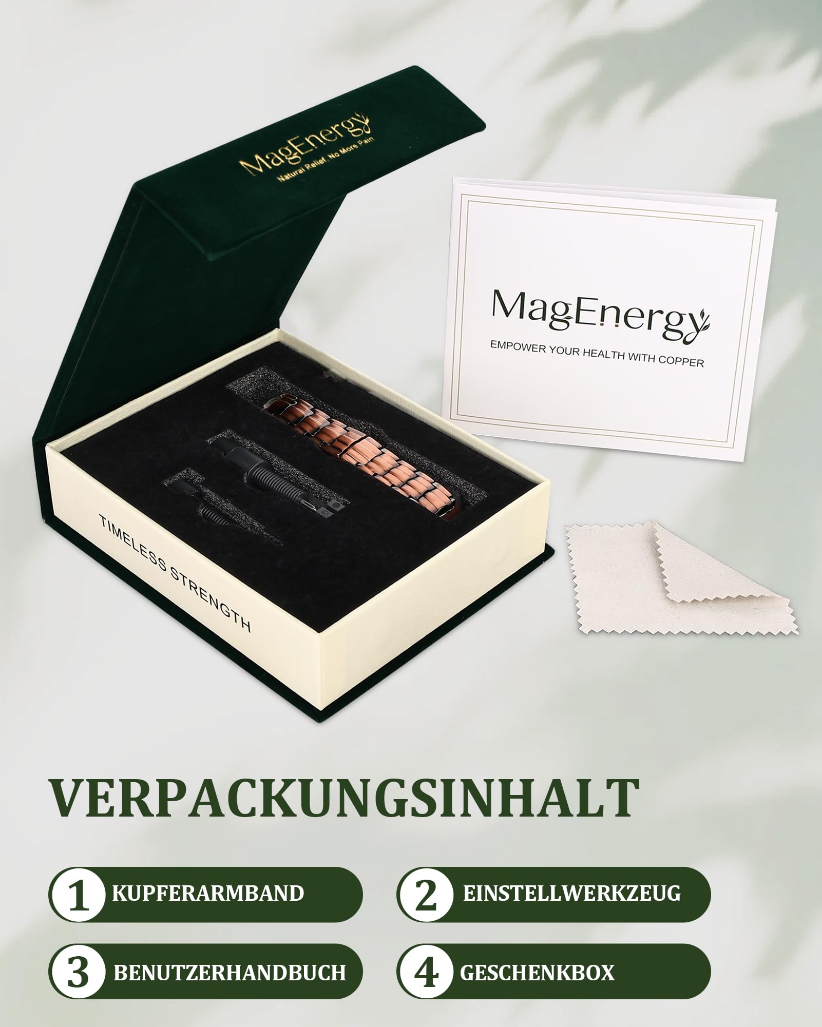 MagEnergy Bracelet magnétique en cuivre pour homme et femme - Réglable