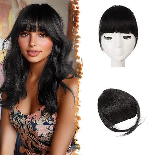 BARSDAR Real Human Hair Clip in Bangs - Natural Black