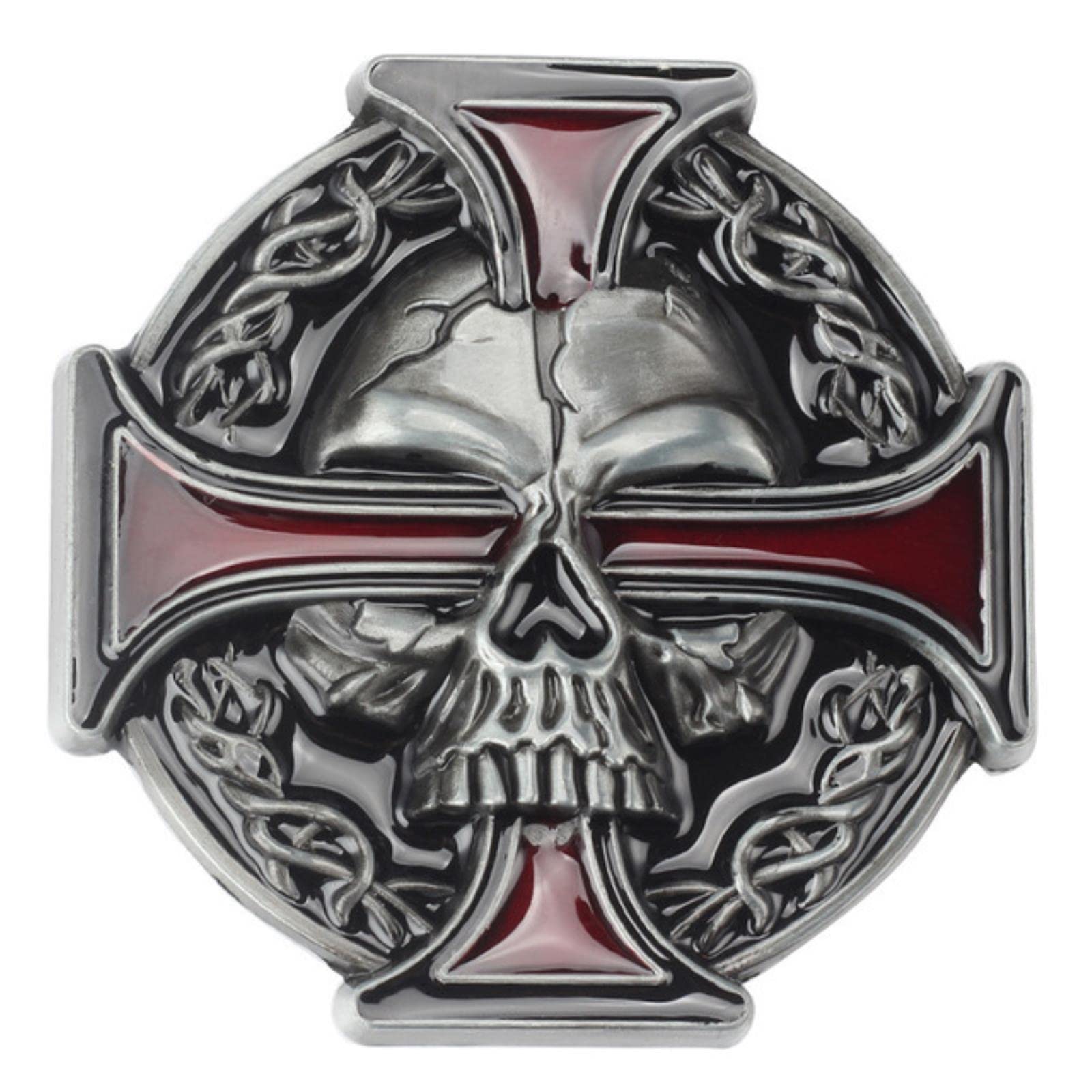 OTENG Retro Western Cowboy Belt Buckles Skull Skeleton Belt Buckle Belt DIY Accessories Western Cowboy Style Smooth Belt Buckle Punk Rock Style(Red)
