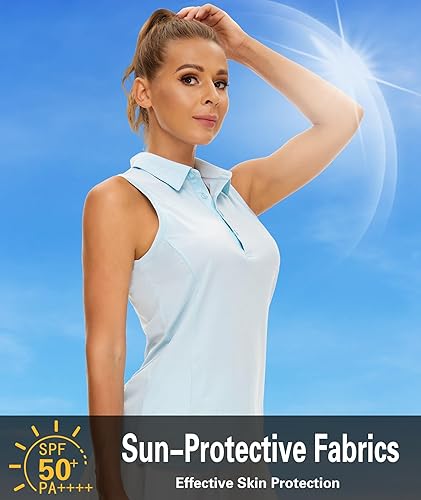 Miniatura 3 de Casei Polo de golf sin mangas para mujer, UPF 50+, de secado rápido, con cuello