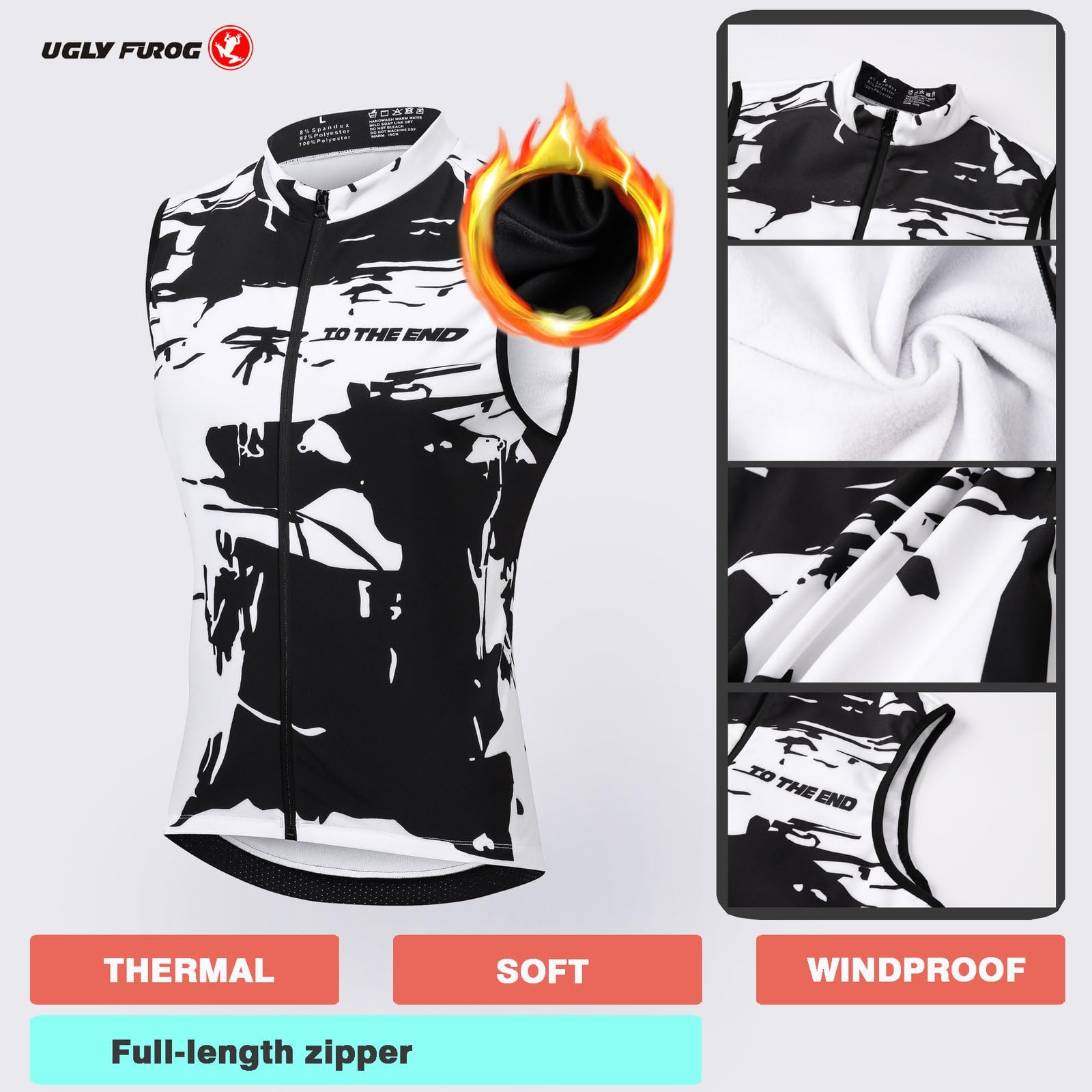 UGLY FROG Winter-Fahrradweste für Herren, ärmellos, mit Taschen, Thermo-Fleece