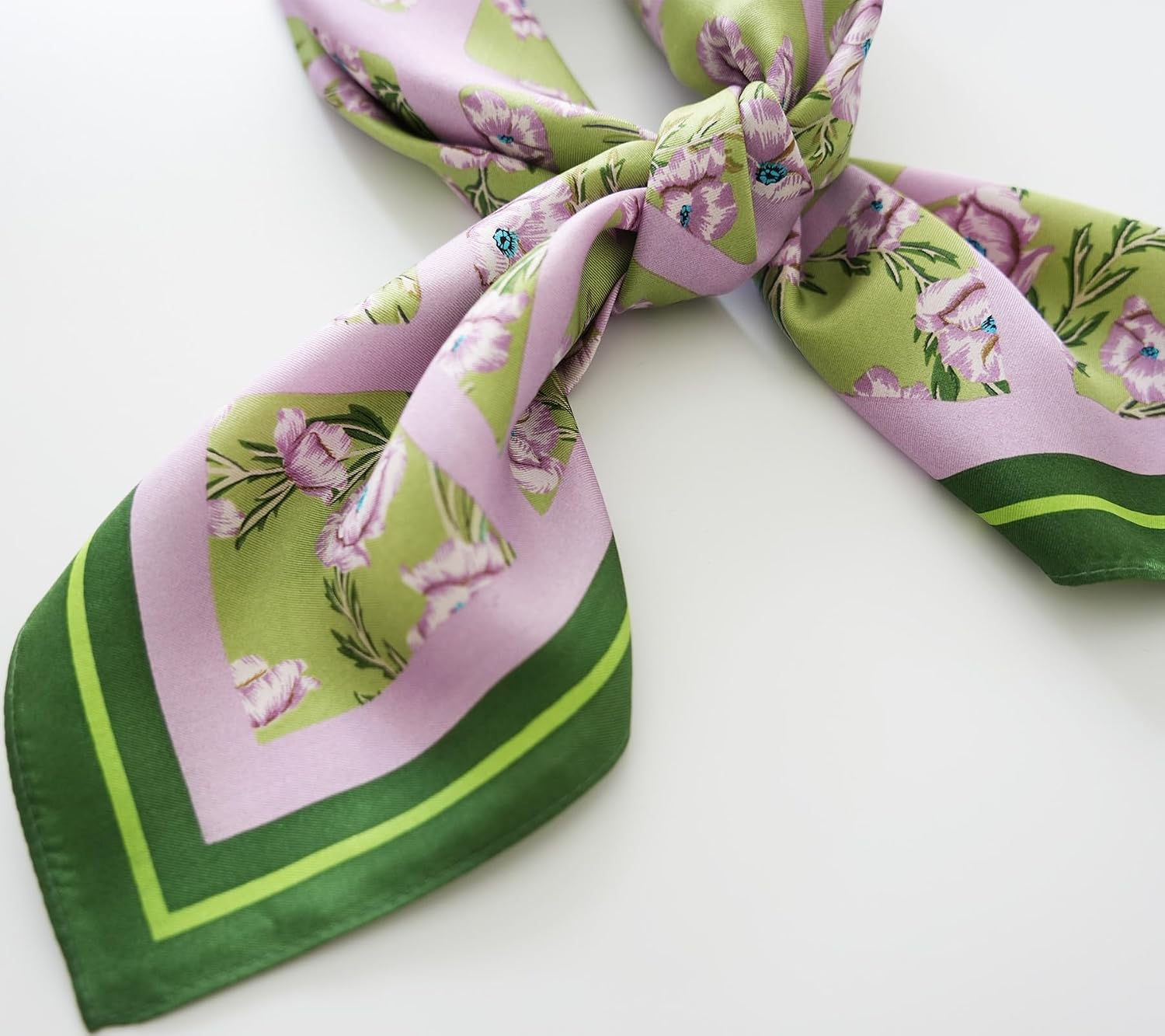 JERLA 100% Pure Mulberry Silk Square Scarf for Hair-26''x26'' Women Men Natural Silk Neckerchief Headscarf Bag scarf image 4