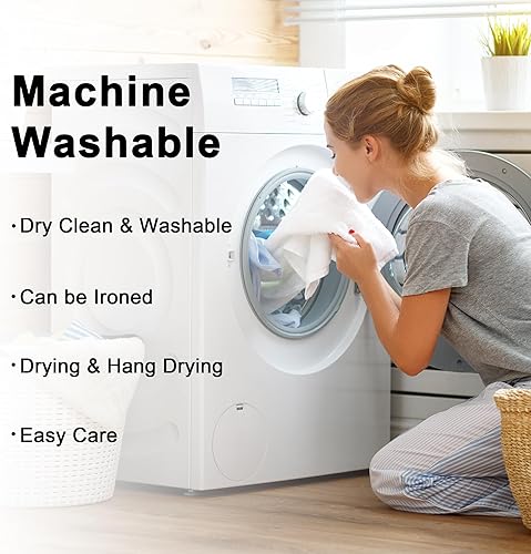 Miniatura 7 de Funda acolchada de tamaño matrimonial con bolsillo profundo que se adapta a hasta 21 pulgadas, suave y silenciosa, lavable a máquina (blanco,