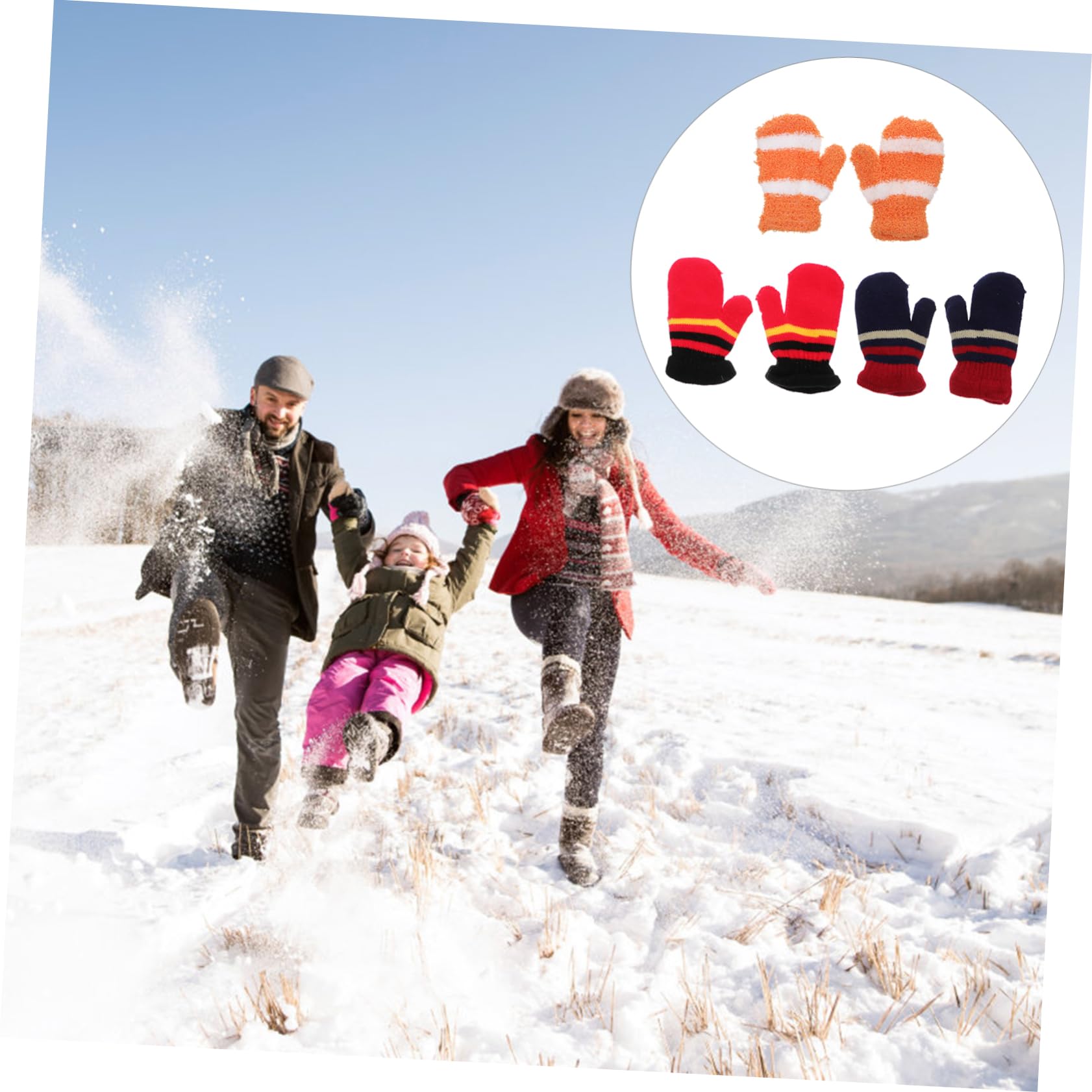 FOMIYES Warm Winter Gloves for Boys and Girls 1-7 Years Old Knit Children Gloves White