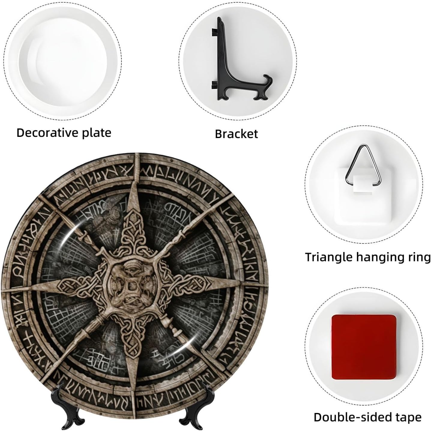 Decorative Plate Art Crafts Bone China Decorative Plate with Display Rack Souvenir Wall Decor Ceramic Ornaments Dinner Plates Ceramic Decoratives Plates for Home Office 10in