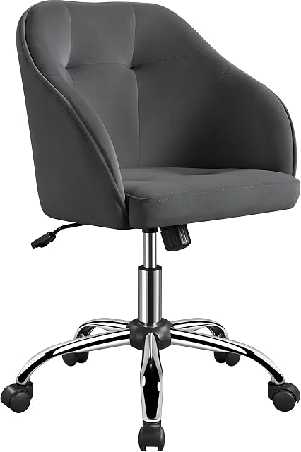 Yateetech Velvet Office Chair Swivel Desk Chair Tub Velvet Ergonomic Computer Chair Height Adjustable Chair with Armrest for Home Office Reception Gray
