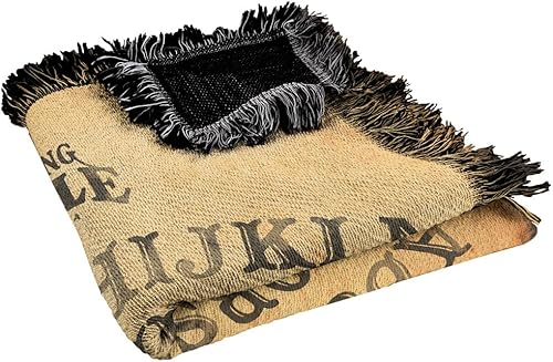 Miniatura 5 de LOGOVISION Ouija - Manta de 50 x 60 pulgadas, tapiz vintage de mezcla de algodón con flecos