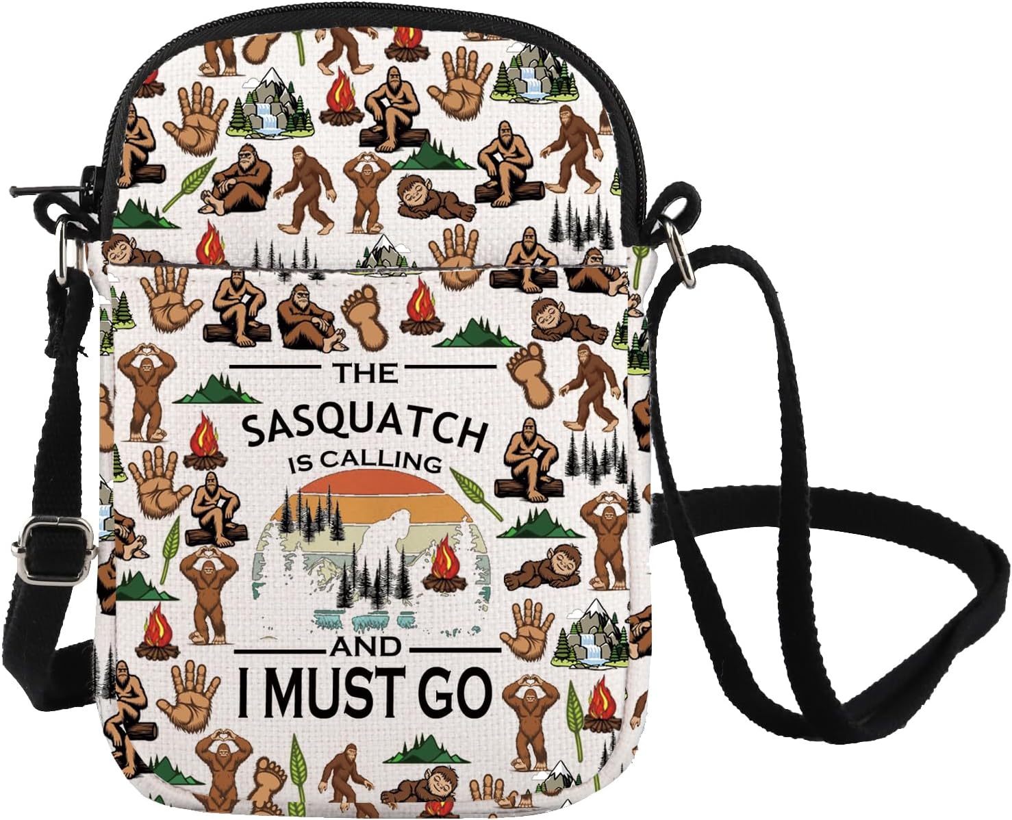 Believe Sasquatch Crossbody Bag Sasquatch Fans Carry On Bag Camping Outdoors Gift Cryptid Creatures Gift