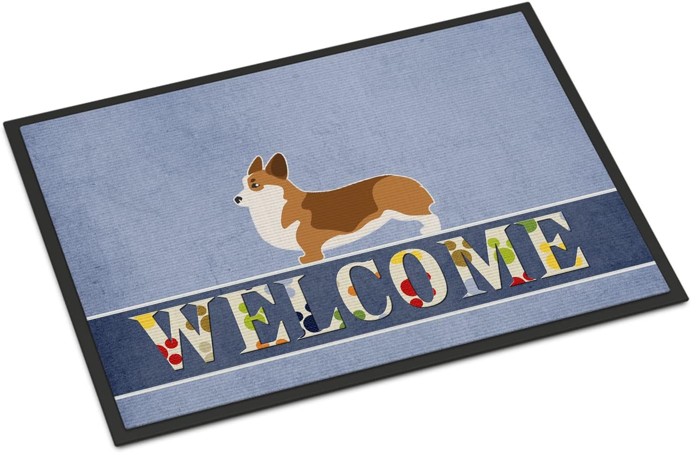 Caroline's Treasures BB5524JMAT Corgi Welcome Doormat 24x36 Front Door Mat Indoor Outdoor Rugs for Entryway, Non Slip Washable Low Pile, 24H X 36W