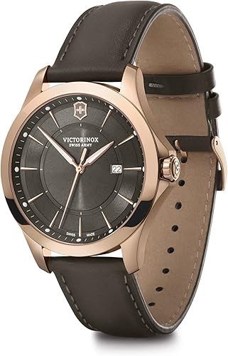 Miniatura 2 de Victorinox Alliance Ø40, esfera gris oscuro, bisel de oro rosa, correa de cuero marrón, Gris, Contemporáneo