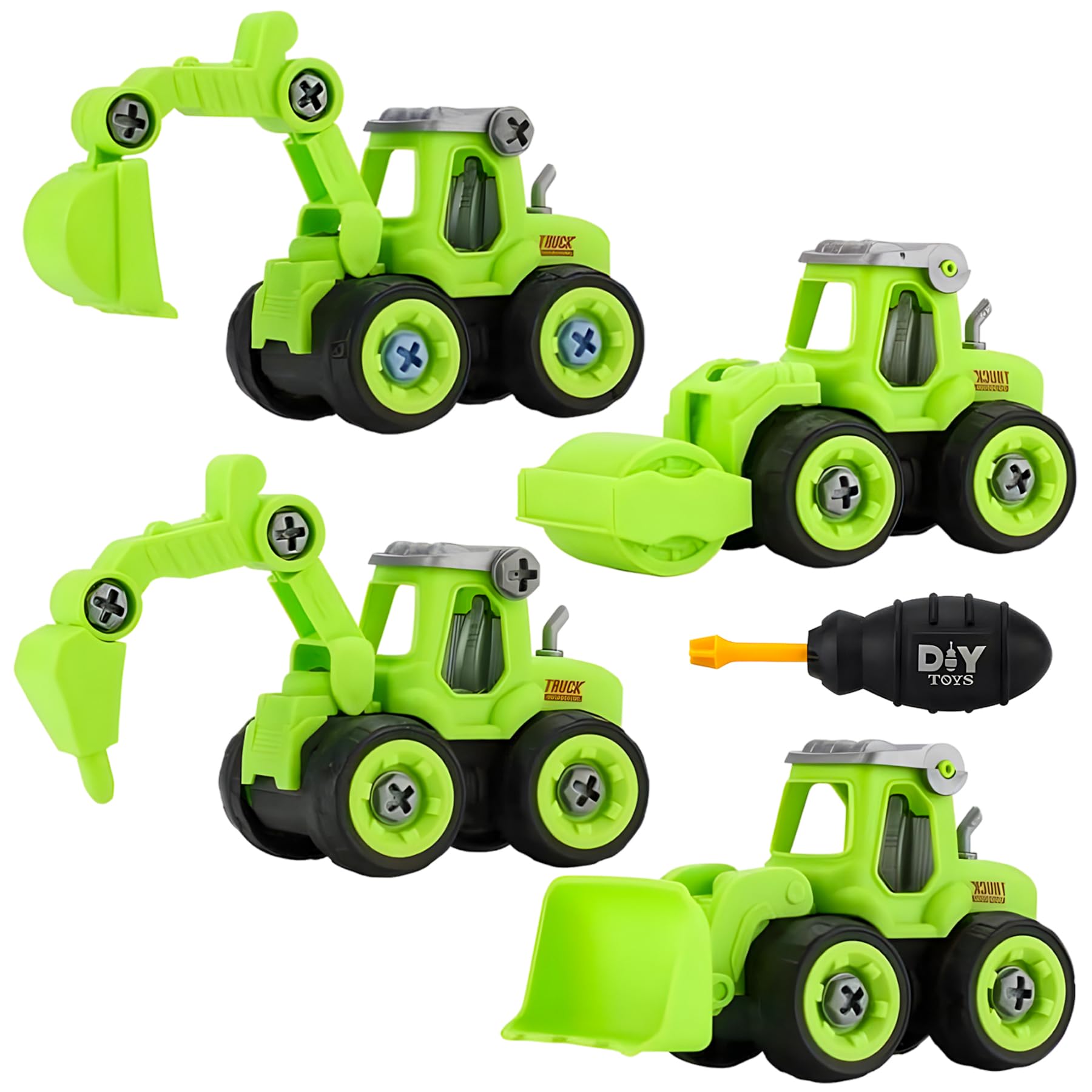 WISHKEY Push and Go Assembly Toy Truck Construction Set, 4 DIY Take Apart Toys Construction Truck with 1 Screwdriver Tools, Kids Building Cars, Building Vehicle Play Set, Green, 3+ Years (Pack of 4) (B0D1YFNYLL) Amazon Price History, Amazon Price Tracker