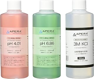 アペラ インスツルメンツ pH標準液セット 電極保存液も同梱 色付き校正液 pH4.01/6.86/比較電極内部液 各250ml