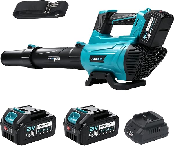 Souffleur de feuilles sans fil 21 V 4,0 Ah, moteur sans balais, 720 CFM, 5 vitesses, lot de 2 batteries