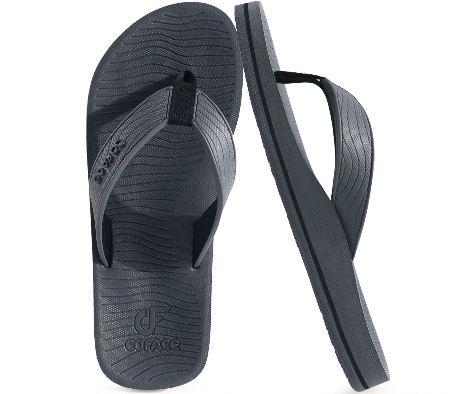 COFACE Men's Flip Flops Comfortable Yoga Mat Cushion Thong Sandals with Arch Support Casual Summer Beach Slides For Man, Size 7~15