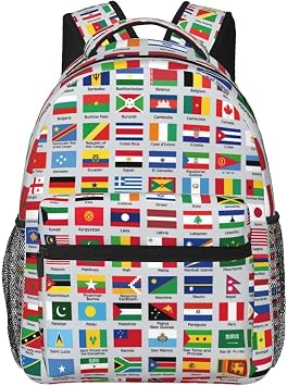 World Flags Backpack Laptop Backpack Sports Travel Shoulder bag Light casual backpack