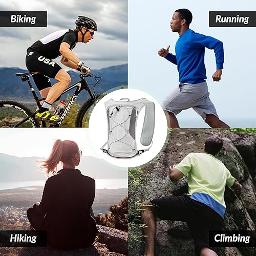 Miniatura 7 de Chaleco para correr para mujeres y hombres, mochila de hidratación ajustable, transpirable, reflectante, con bolsa de agua de 1.5 litros para