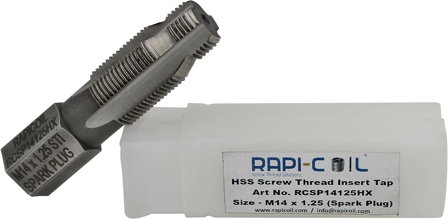 M14 x 1.25 Spark Plug Piloted Helicoil STI Tap - for Re-Threading & Repairing Taper Seat & Gasket Type Assemblies - Made in India