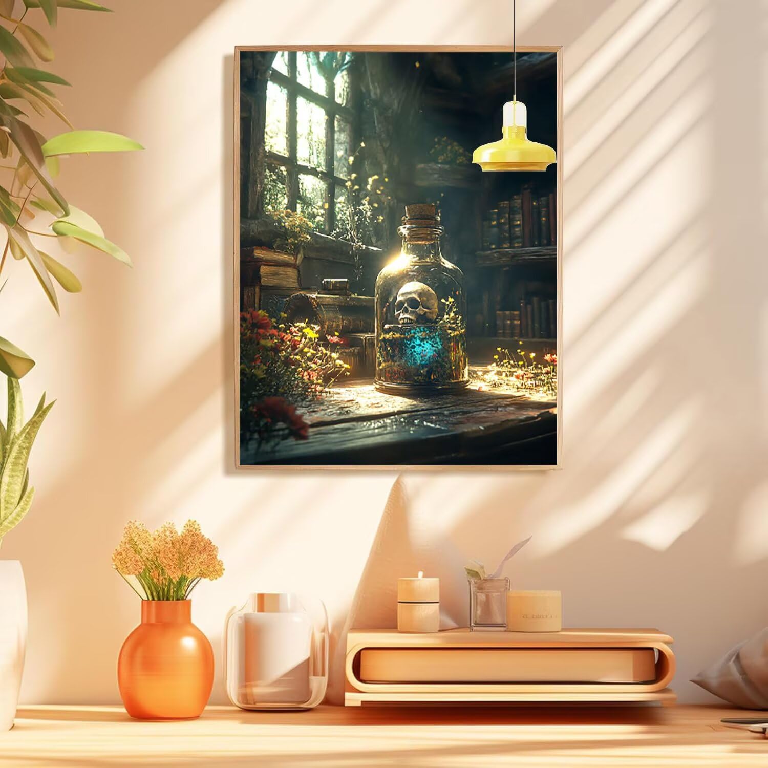 Malen Nach Zahlen für Kinder Und Erwachsene Skelett, DIY Handgemalt Ölgemälde Kit für Anfänger und Erwachsene,Malen Nach Zahlen Leinwand Geburtstagsgeschenk, Ohne Rahmen 70 x 95 cm Flasche IN-M