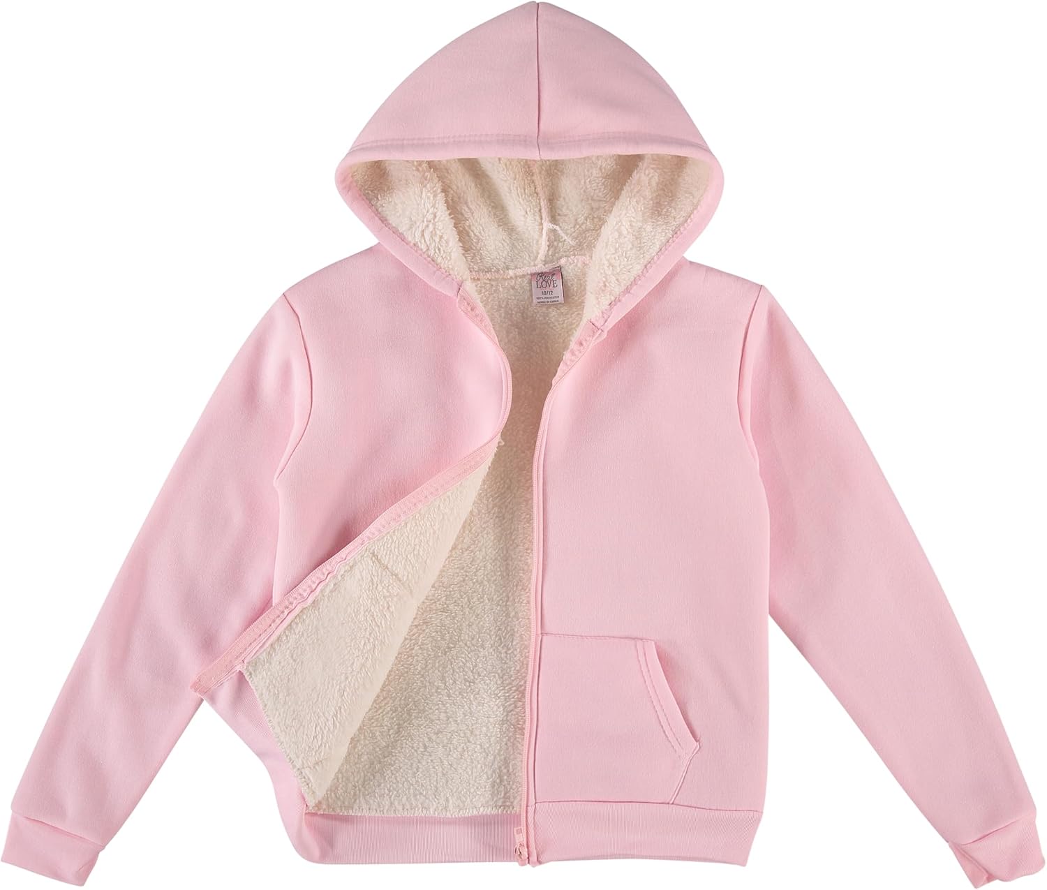 Real Love Girls Zip Up Hoodie - Soft Sherpa Lined Heavyweight Hooded Girls Sweatshirt Hoodies for Teens Kids (7-16)