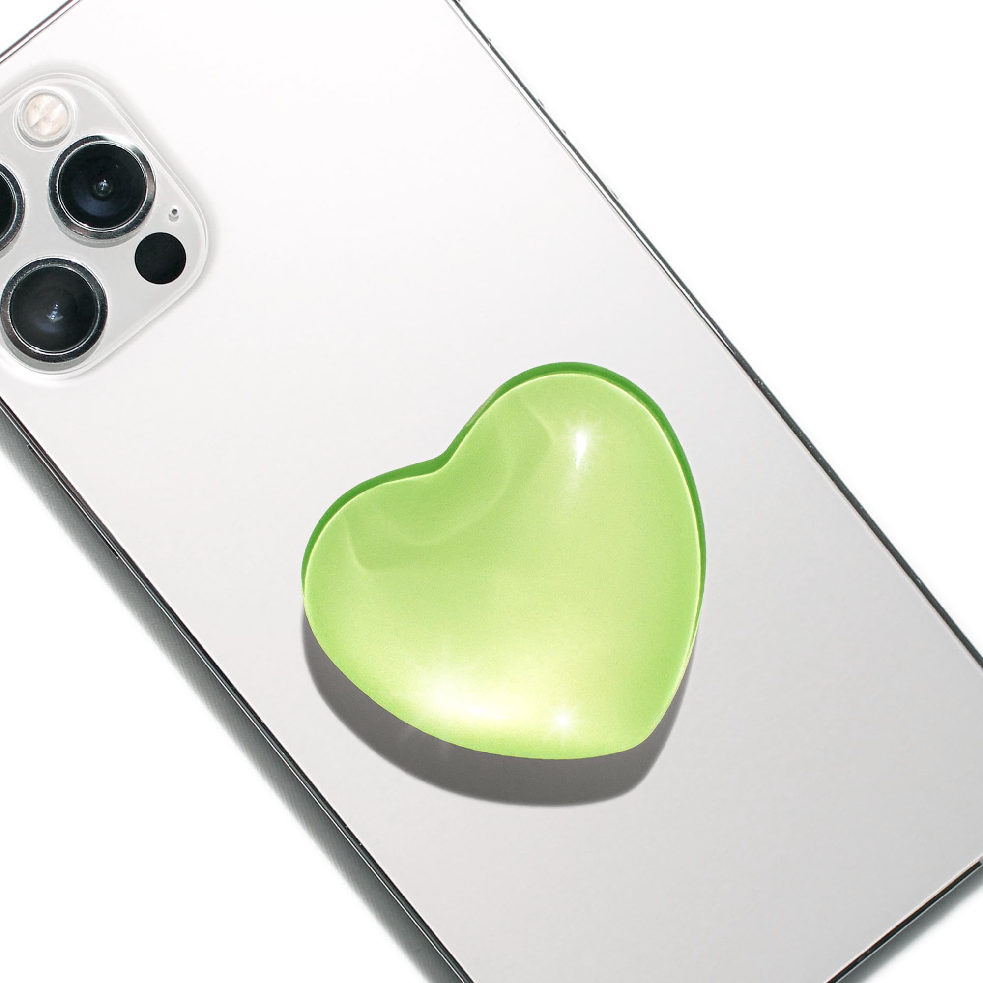 DALSTONEGlass Crystal Heart Shape Collapsible Expandable Multi Functional Mobile Phone Grip & Kicktand (Green Glass)